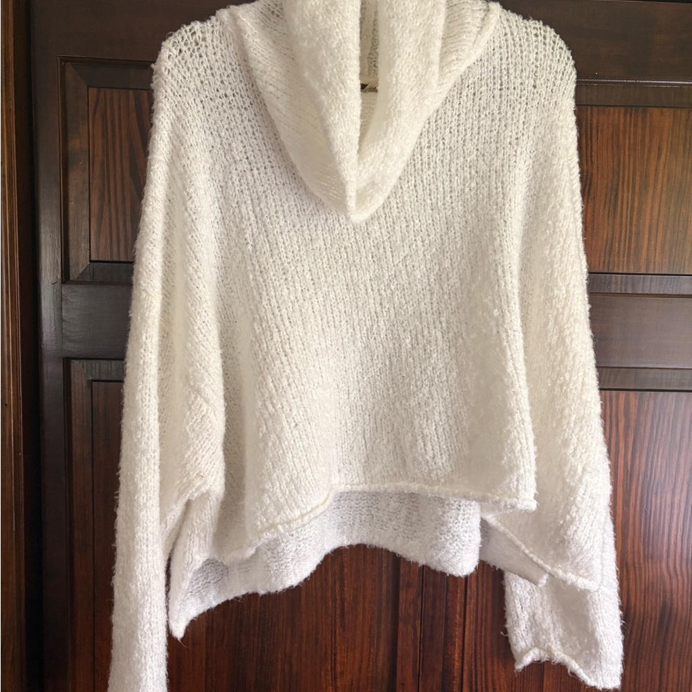 Free People Cream Cowl Neck Sweater